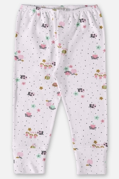 Calça em algodão off white flores Up Baby