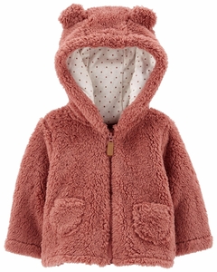 Casaco Carters com capuz sherpa goiaba