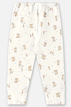 Calça em algodão off white coelho Up Baby