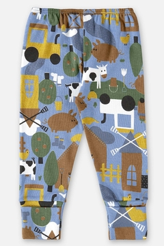 Calça em algodão azul fazendinha Up Baby