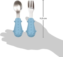 Kit talheres cabo em silicone azul Buba - comprar online