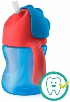 Copo com alça e canudo Dino azul e vermelho- Philips Avent