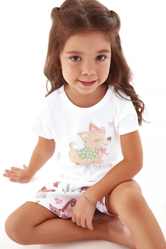 Pijama blusa manga curta e short menina cachorro - Up Baby - Helena Magalhães