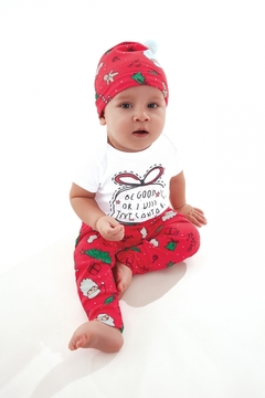 Kit body manga curta, calca e touca Natal- Up Baby - loja online