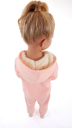 Conjunto Jaqueta e calça em moletom e capuz rosa pink-Up Baby - loja online