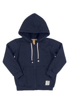 Conjunto Jaqueta e calça em moletom e capuz azul-Up Baby - Helena Magalhães