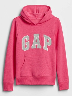Blusão em moletom flanelado original rosa logo Gap