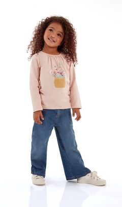Blusa manga longa rosa blush flores-Up Baby