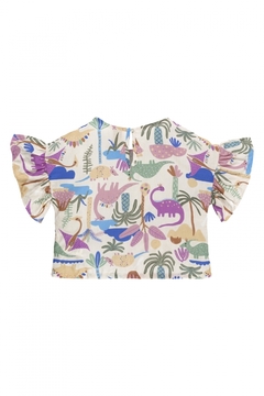 Conjunto Bata em viscose e short em tecido Dino Up Baby - Helena Magalhães