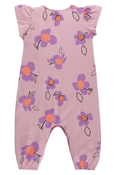 Macacão com faixa floral rosa Up Baby - Helena Magalhães