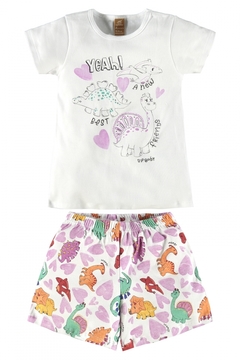 Pijama UP Baby algodao dino rosa - comprar online