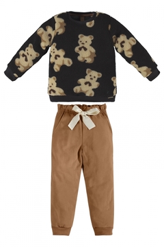 Conjunto blusão urso em pelo calça molecoton marrom Up Baby - comprar online