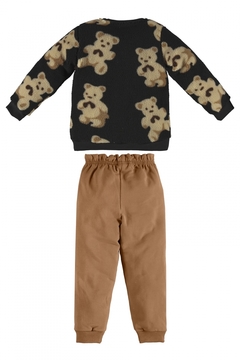Conjunto blusão urso em pelo calça molecoton marrom Up Baby na internet