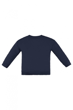 Camiseta manga longa algodão e gorgurão azul Up Baby na internet