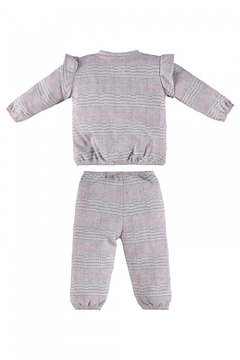 Conjunto jaqueta e calça cinza com rosa Up Baby - Helena Magalhães