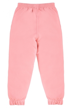 Conjunto jaqueta e calça moletom flanelado rosa fluor