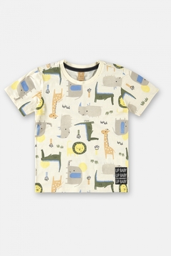 Camiseta manga curta flame bege animais Up Baby - comprar online