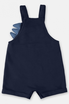 Jardineira moletom azul dino Up Baby - comprar online