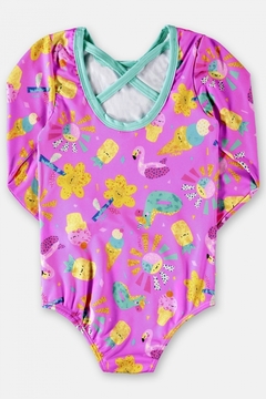 Maio malha sublimada UV 50+ rosa flamingo Up Baby - comprar online