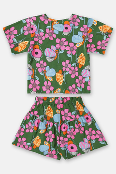 Conjunto Up Baby blusa e short verde floral na internet