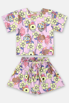 Conjunto Up Baby blusa e short lilas floral na internet