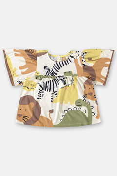 Conjunto bata safari e short linho marrom Up Baby na internet