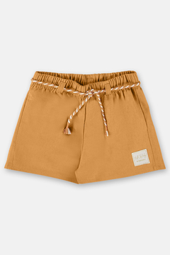 Conjunto bata safari e short linho marrom Up Baby - Helena Magalhães