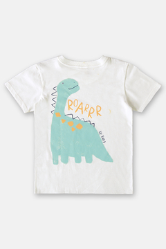 Imagem do Conjunto bermuda moletom e blusa branco com azul dino Up Baby