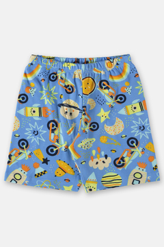 Pijama camiseta e bermuda algodão azul espaço Up Baby - loja online