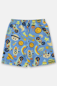 Pijama camiseta e bermuda algodão azul espaço Up Baby
