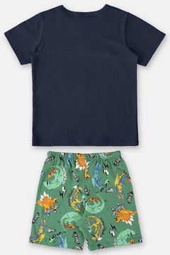 Pijama camiseta e bermuda algodão azul dino Up Baby - loja online