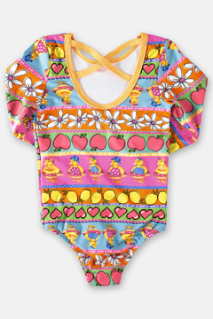Maio malha sublimada UV 50+ Up Baby rosa flores - comprar online