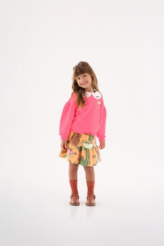 Conjunto blusao e saia short molecoton pink dino Up Baby
