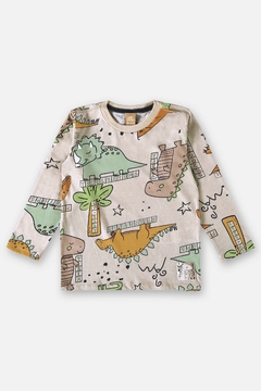 Camiseta manga longa bege dinos Up Baby - comprar online
