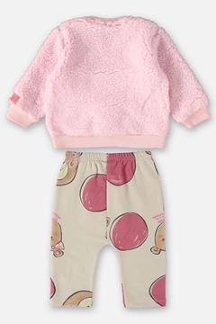 Conjunto blusao pelo e calça molecotom rosa urso Up Baby na internet