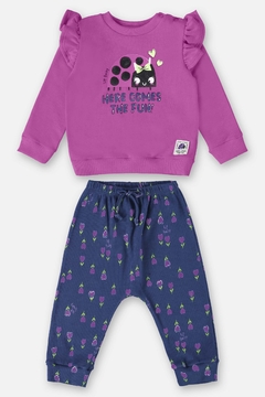 Conjunto blusao moletom e calça ribana lilas joaninha Up Baby - comprar online