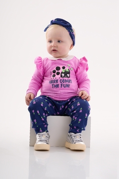 Conjunto blusao moletom e calça ribana lilas joaninha Up Baby