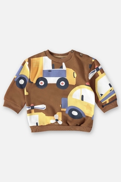Conjunto blusao e calça moletom marrom carros Up Baby na internet
