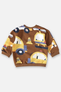 Conjunto blusao e calça moletom marrom carros Up Baby - Helena Magalhães