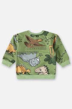 Conjunto blusao e calça moletom verde dinos Up Baby - Helena Magalhães