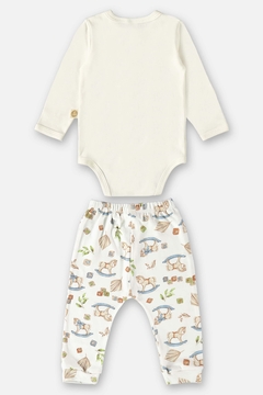 Conjunto body manga longa e calça algodão off white cavalinhos Up Baby - loja online