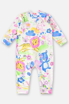 Macacão algodão sem pe e com ziper jardim animais Up Baby - comprar online
