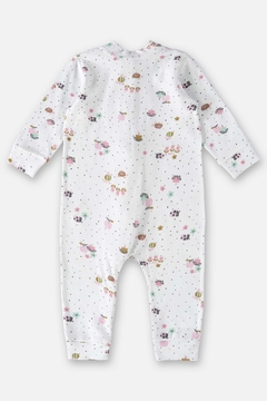 Macacão algodão sem pe e com ziper off white flores Up Baby - comprar online
