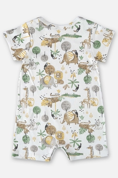Macaquinho manga curta algodão off white safari Up Baby - comprar online