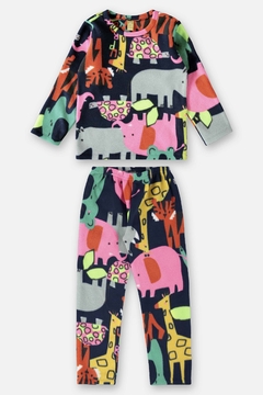 Pijama blusa e calça microsoft azul animais Up Baby - comprar online