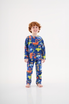 Pijama blusa e calça microsoft azul trator Up Baby