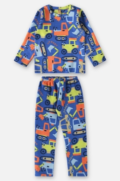 Pijama blusa e calça microsoft azul trator Up Baby - comprar online