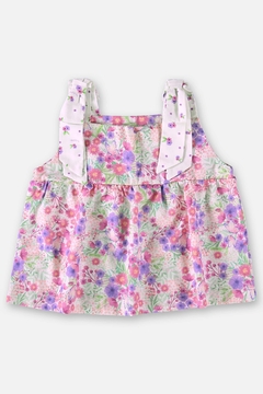Conjunto bata e short em tricoline floral Up Baby - Helena Magalhães