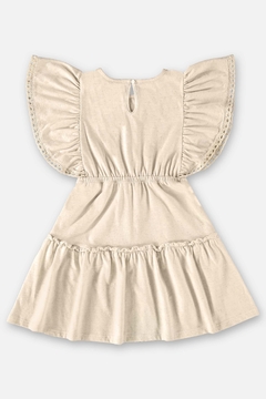 Vestido manga curta flame linho bege - comprar online