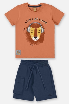 Conjunto malha com moletom Up Baby Tangerina leão - comprar online